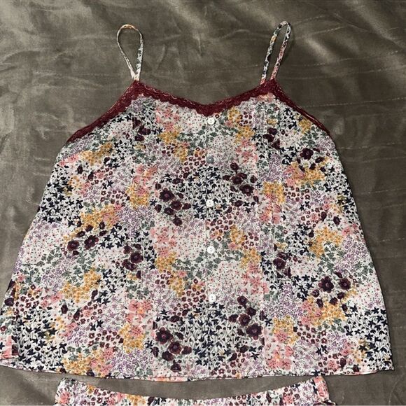 Cynthia Rowley SโDolly Meadow Floral White Burgundy Cotton Camisole Short PJ Set - Picture 4 of 11